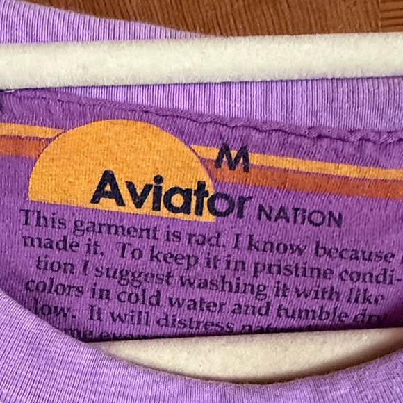 Aviator Nation Lavender Sweatshirt with Neon Pink Lightning Bolt - Picture 2 of 6